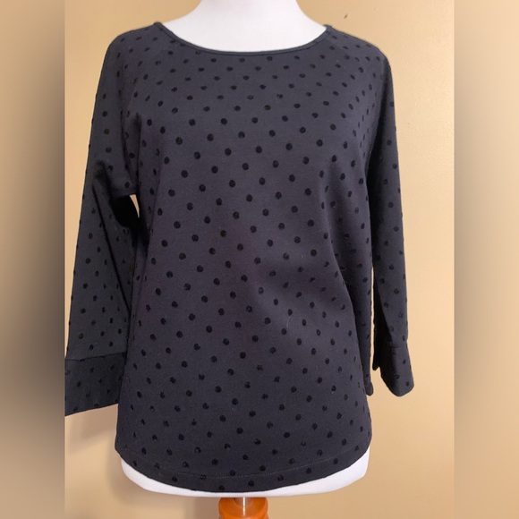 J.CREW women’s black three-quarter sleeve velvet polkadot blouse size XS LNWOT - Picture 1 of 11
